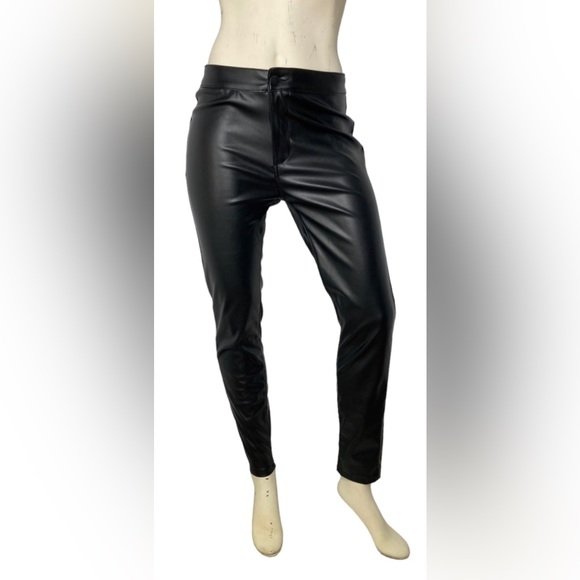 1511 inc. Black Faux Leather Mid Rise Legging Pants, 8 - Picture 1 of 11
